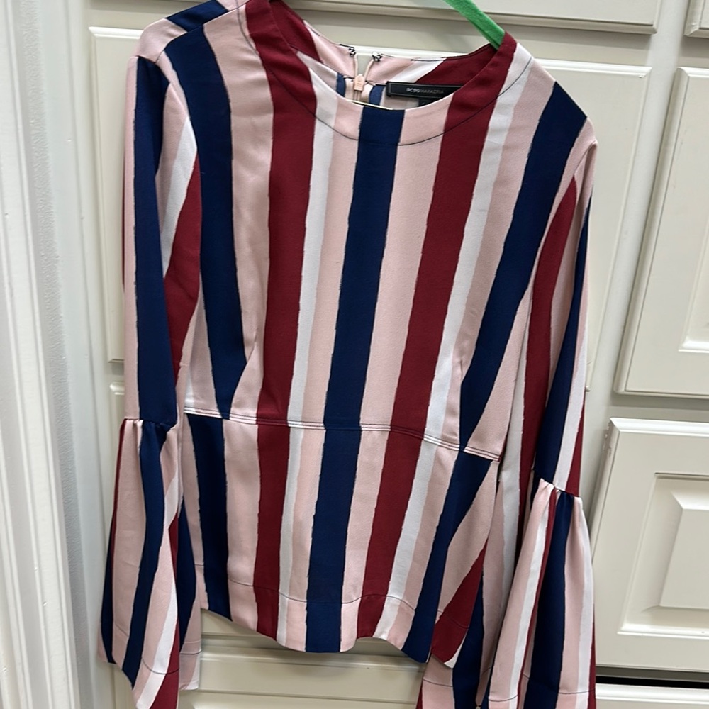 Red and Pink Boxy Relaxed Blouse